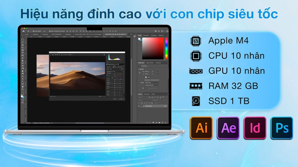 Hiệu năng MacBook Air M4 – Mạnh mẽ trong thân hình mỏng nhẹ