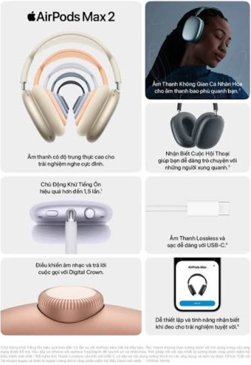 Performance âm thanh và khả năng chống ồn từ chip H2 của AirPods Max 2